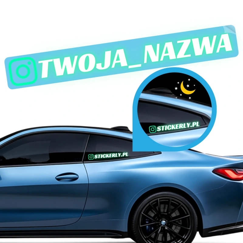 Naklejka Social media z własną nazwą świecąca w ciemności