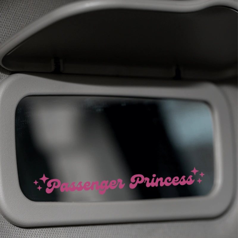 naklejka passenger princess na lusterku różowa