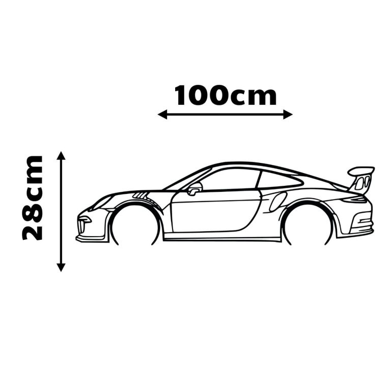 Naklejka na ścianę porsche 911 W1 bez tła bok auta wymiary kwadrat