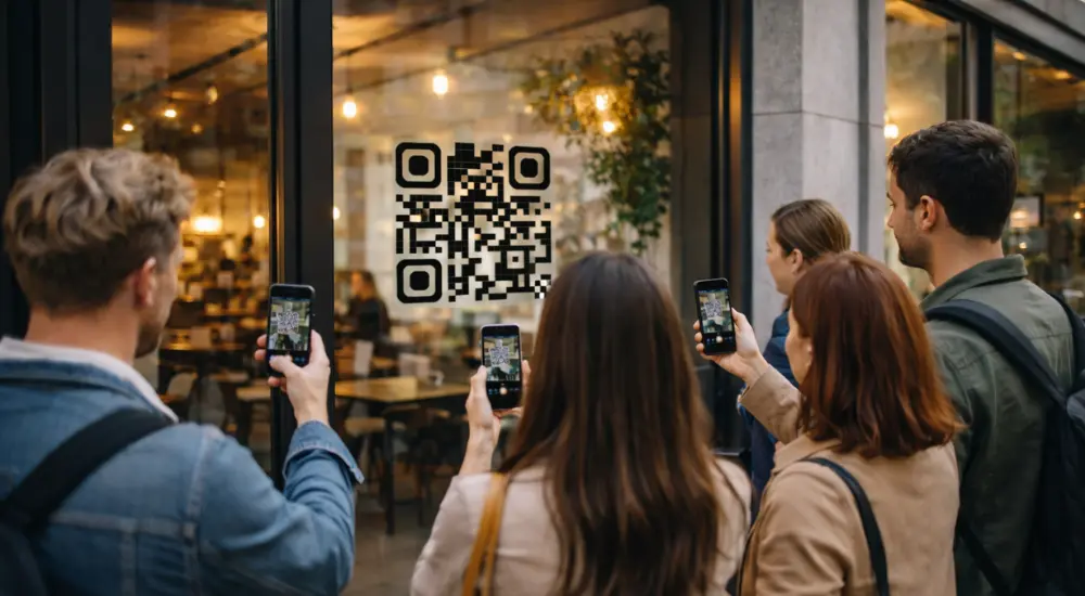Naklejka Kod QR bez tła na witrynie personalizowana