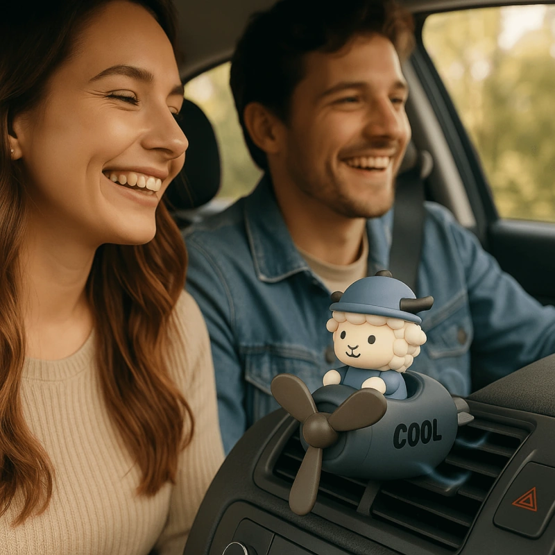 Odświeżacz zapachowy do auta na kratkę wentylacyjną owieczka owca cool w samochodzie min