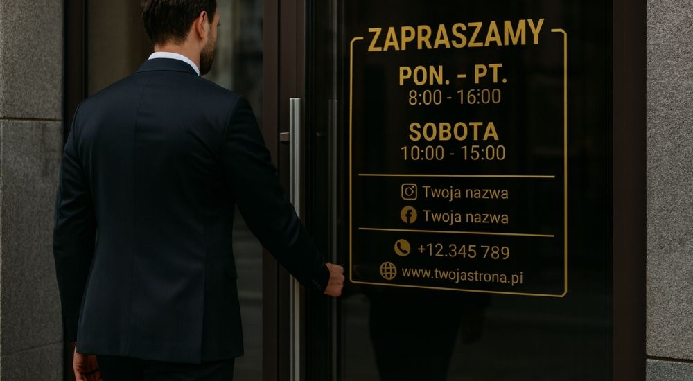 naklejka godziny otwarcia pozioma premium