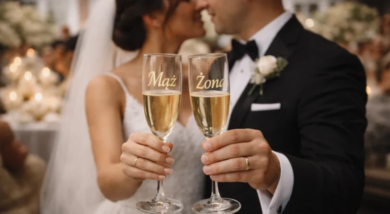 kieliszki do szampana mąż żona pozioma