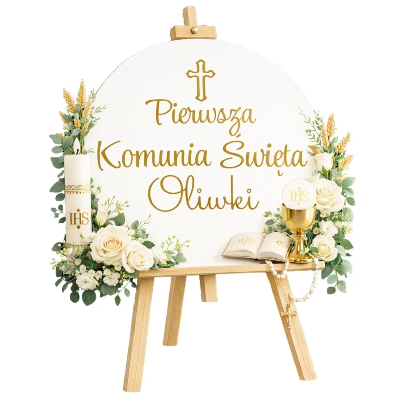 Tablica Powitalna PIERWSZA KOMUNIA ŚWIĘTA Personalizacja! wizualizacja 2