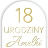 naklejka urodzinowa na ścianę z imieniem i liczbą, złote litery