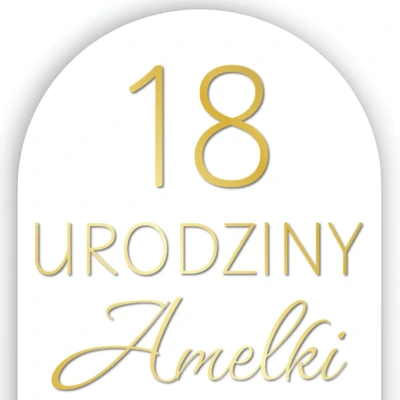 naklejka urodzinowa na ścianę z imieniem i liczbą, złote litery