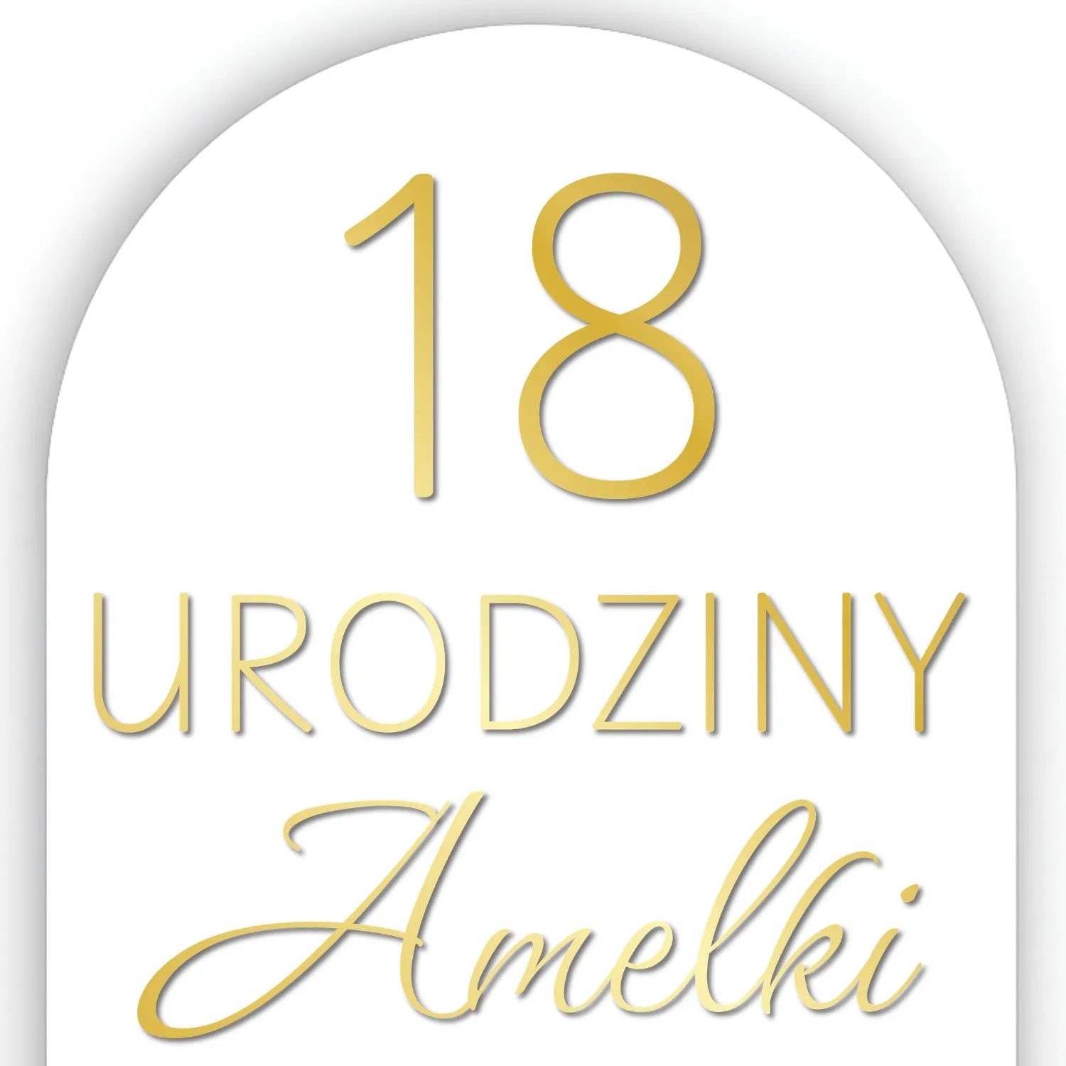 naklejka urodzinowa na ścianę z imieniem i liczbą, złote litery