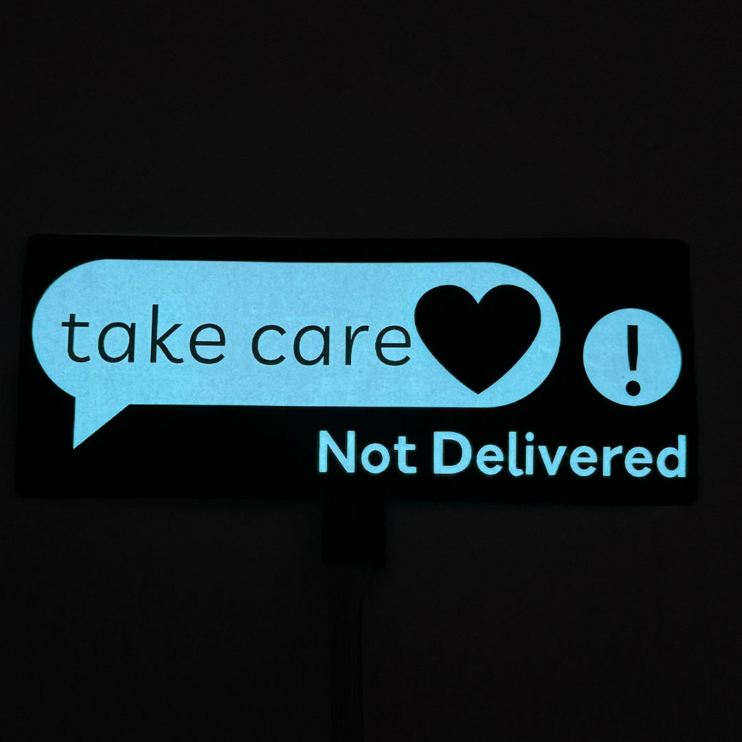 Naklejka LED Take Care Not Delivered - Elektryczna, Panel świetlny na szybę samochodu - obrazek 2