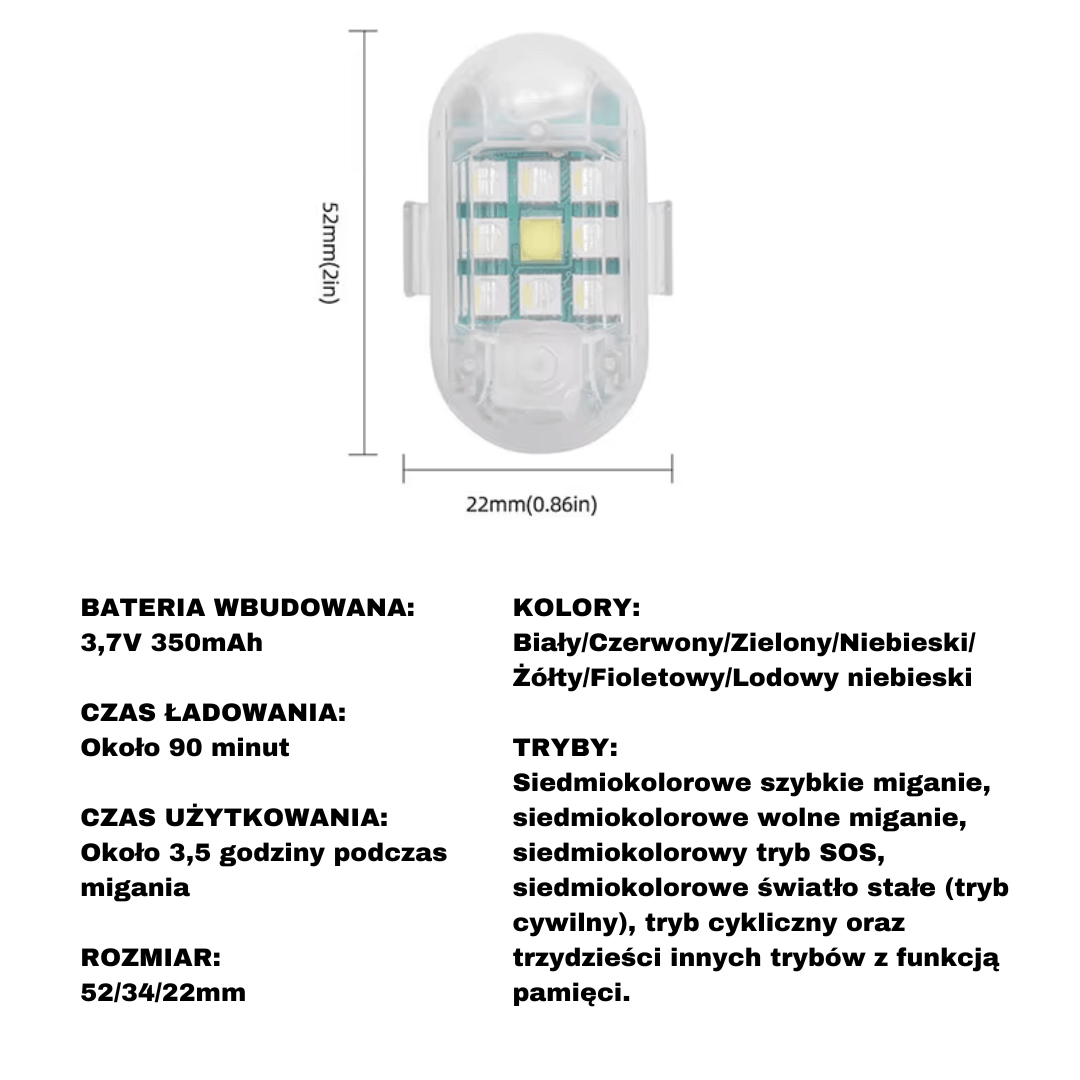Lampa bezprzewodowa stroboskopowa LED Mocna Biały i 6 kolorów Pilot - obrazek 8