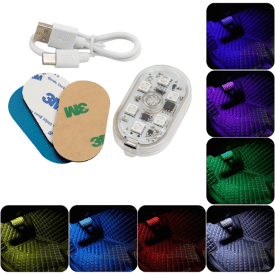 Lampka LED RGB Ambient – Nastrojowe oświetlenie wnętrza samochodu bezprzewodowe