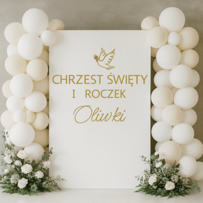 Alternative view of Naklejka Chrzest Święty i Roczek z Imieniem Personalizacja 50x40 cm