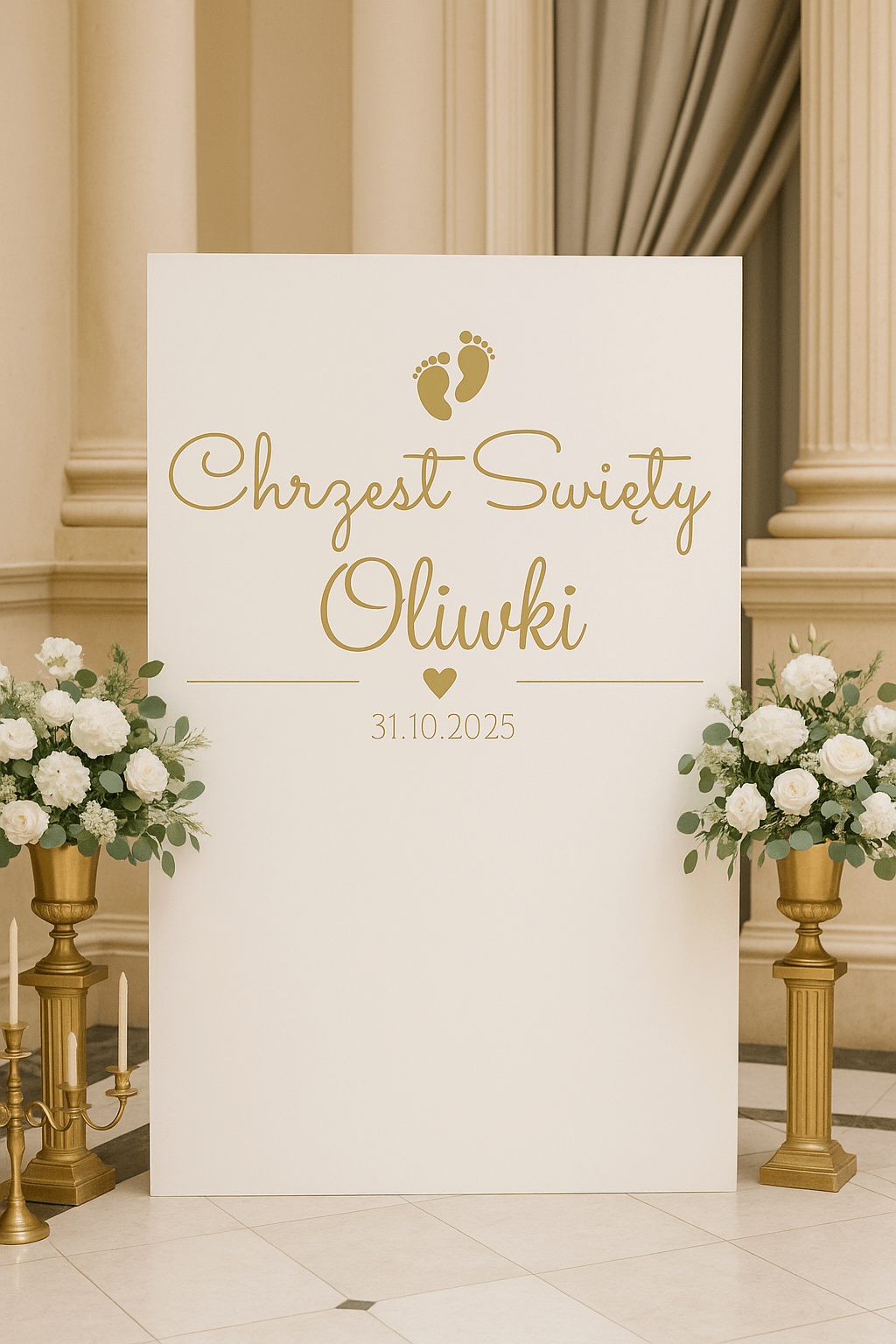 Personalizowana Naklejka Chrzest Święty z imieniem i datą 60×45 cm - obrazek 4