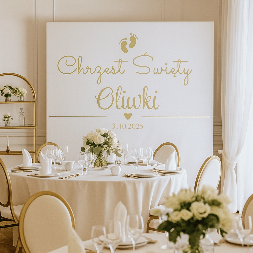 Personalizowana Naklejka Chrzest Święty z imieniem i datą 60×45 cm - obrazek 3