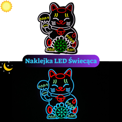 Naklejka LED Lucky Cat - Elektryczna, Panel świetlny na szybę samochodu