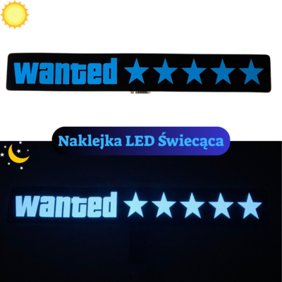 Naklejka LED WANTED Elektryczna, Panel na szybę samochodu