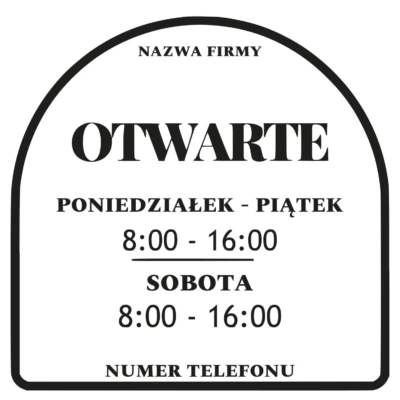 Naklejka godziny otwarcia 35x35 – informacyjna na witrynę