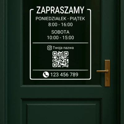 Alternative view of Godziny otwarcia z kodem QR 35x42 personalizacja
