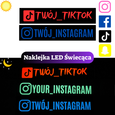 Naklejka LED z Własnym Nickiem Instagram, Facebook, Tiktok - Panel świetlny
