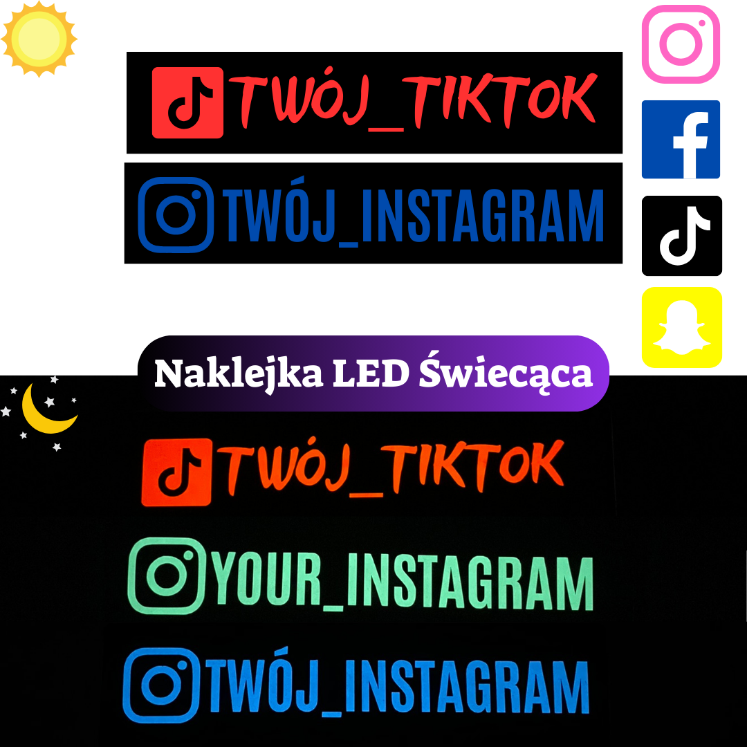 Naklejka LED z Własnym Nickiem Instagram, Facebook, Tiktok - Panel świetlny