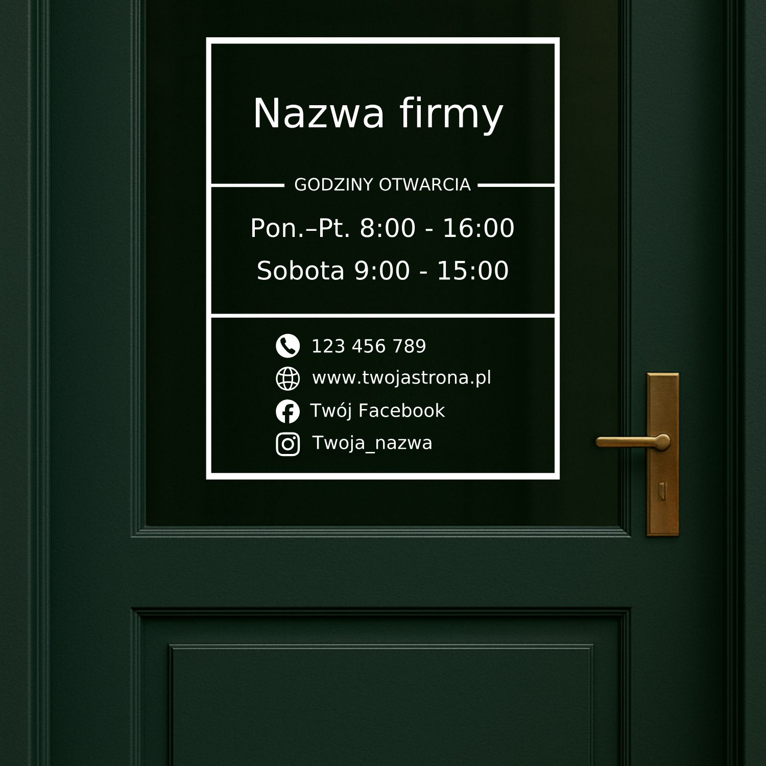 Naklejka godziny otwarcia na drzwi 40×50 cm - obrazek 2