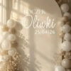 naklejka roczek personalizowana z imieniem i datą biały elegancki napis