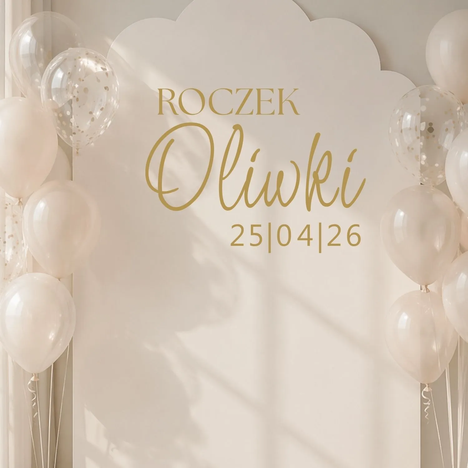 naklejka roczek personalizowana z imieniem i datą złoty napis