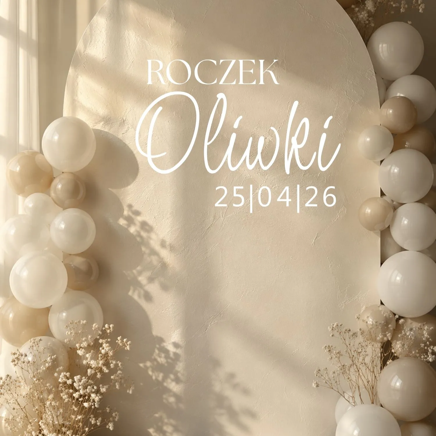 naklejka roczek personalizowana z imieniem i datą biały elegancki napis