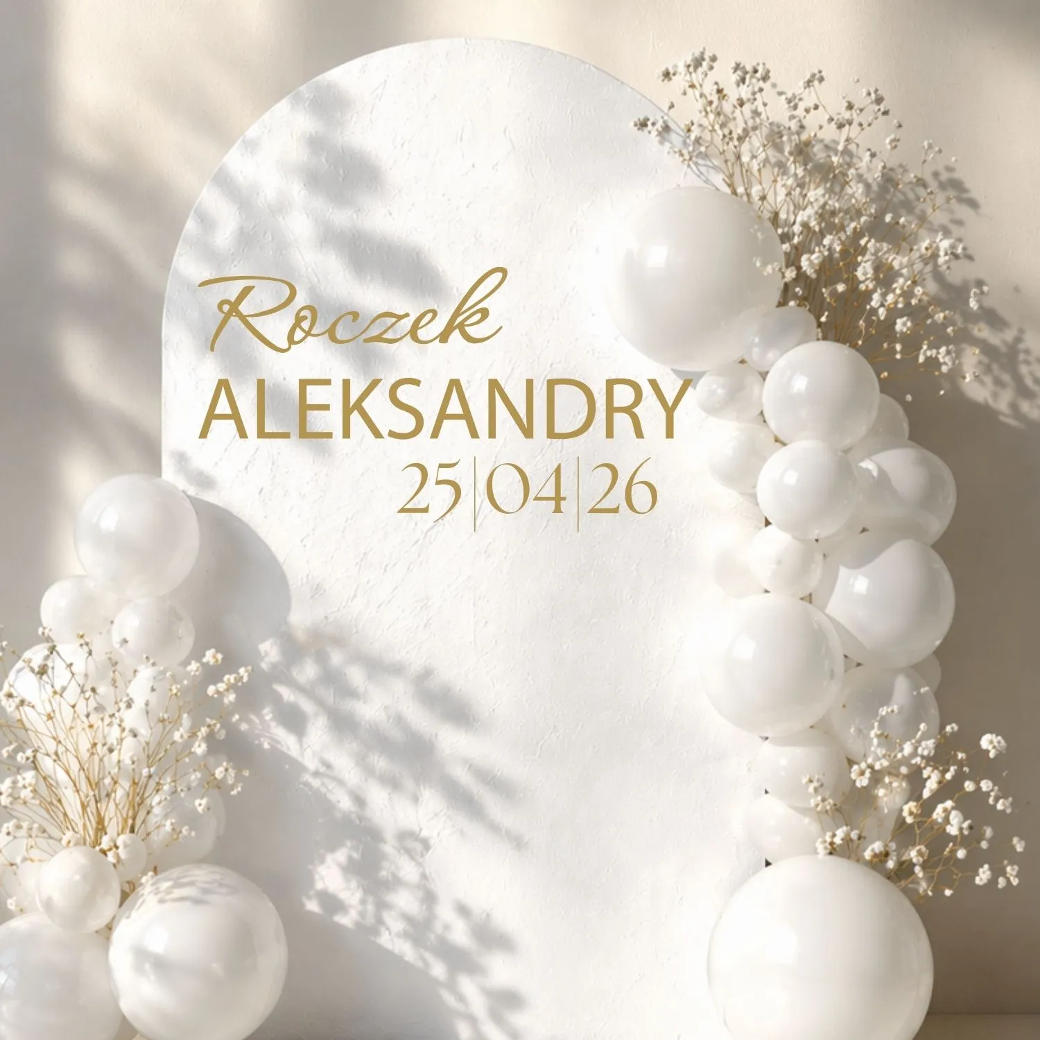 naklejka na lustro na roczek 60 cm personalizowana z imieniem i datą złota