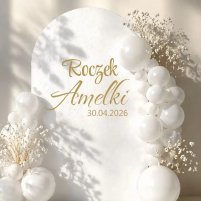 naklejka na ściankę roczek personalizowana 60 cm złoty napis