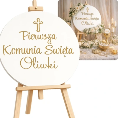 Tablica powitalna Pierwsza Komunia Święta 50×50 personalizacja