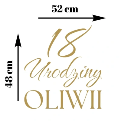 napis na ściankę urodzinową personalizowany z imieniem 52x48 cm