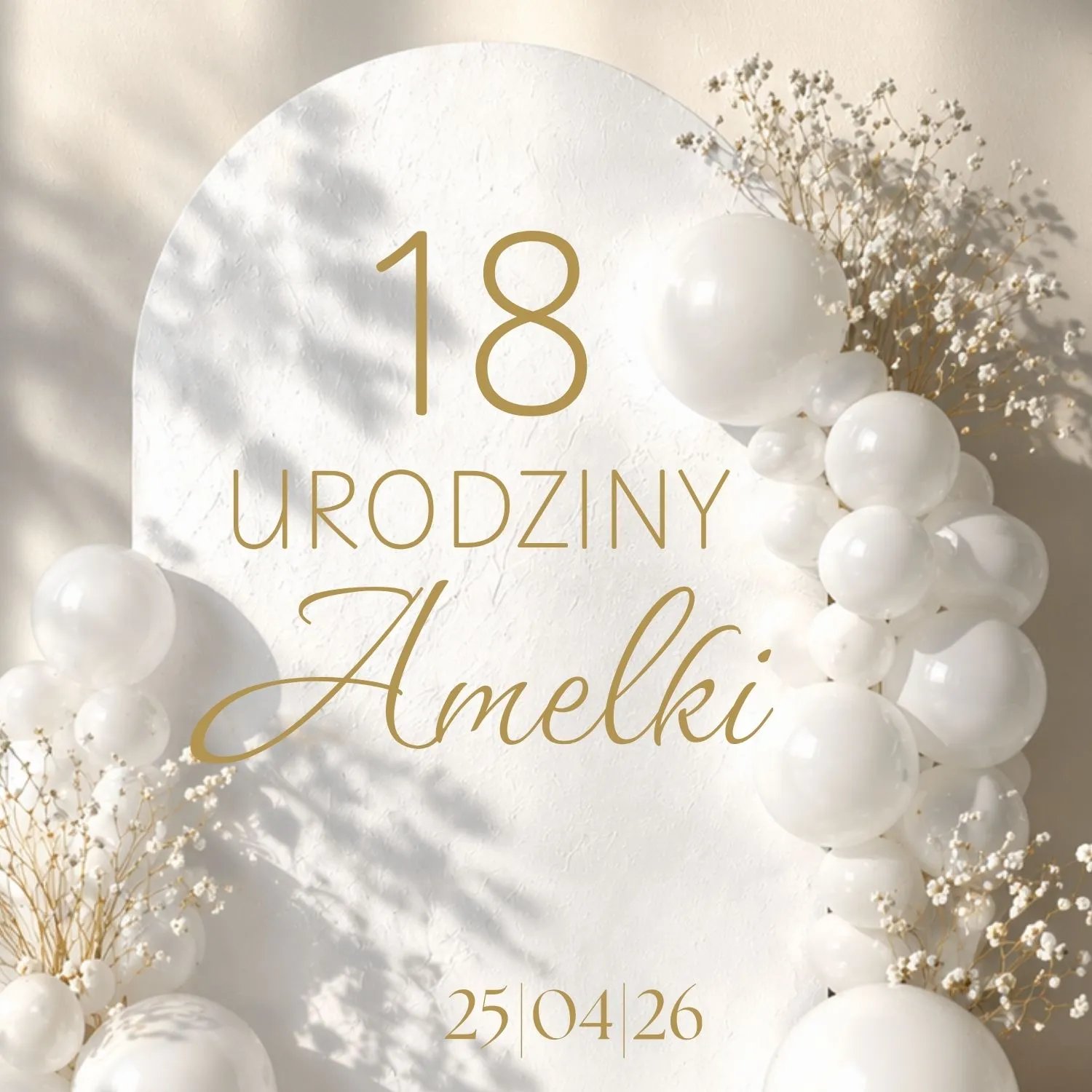 naklejka na ściankę urodzinowa z imieniem i liczbą, złoty napis