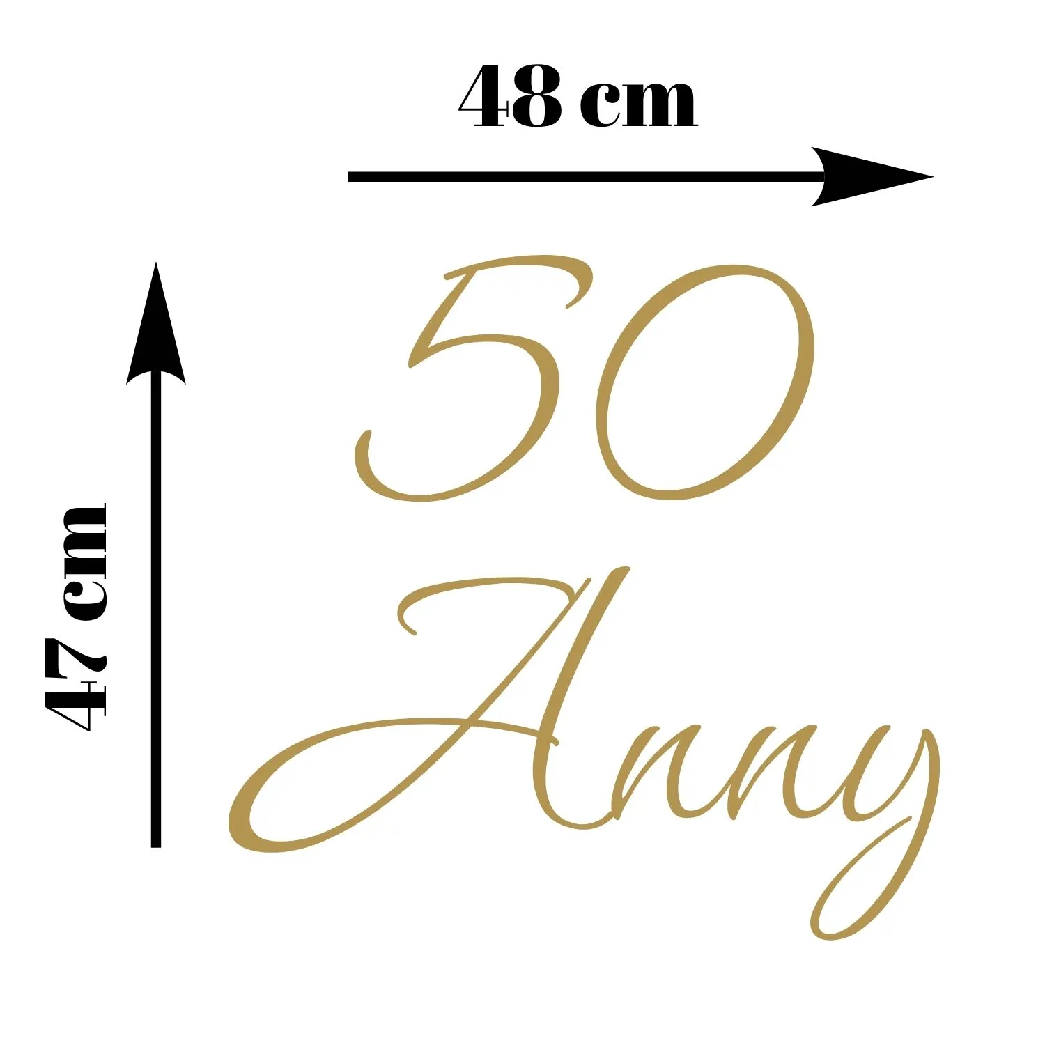 naklejka urodzinowa personalizowana na lustro z imieniem i liczbą złota 48x45 cm