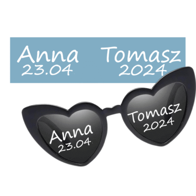 Naklejka na okulary w kształcie SERCA - Pełna Personalizacja!