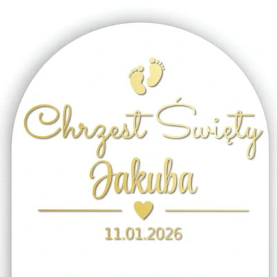 Personalizowana Naklejka Chrzest Święty z imieniem i datą 60×45 cm