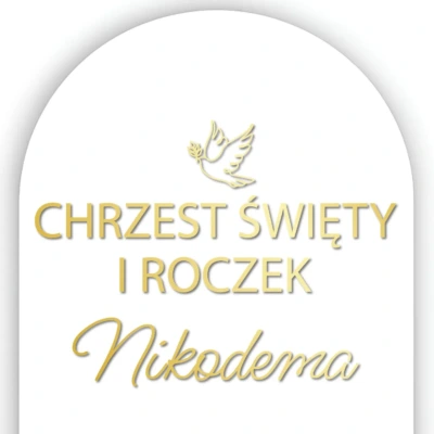 Naklejka Chrzest Święty i Roczek z Imieniem Personalizacja 50x40 cm