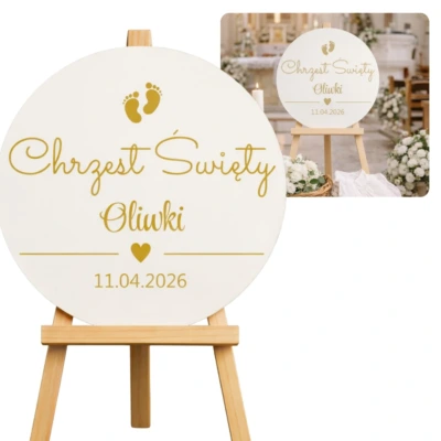 Tablica powitalna Chrzest Święty 50 cm z personalizacją imienia i daty