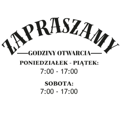 Naklejka informacyjna godziny otwarcia personalizowana 45x31