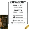 Naklejka godziny otwarcia na drzwi wejściowe 35×42