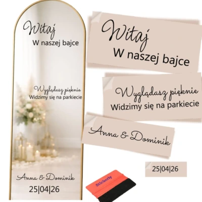 Naklejki na lustro wesele – personalizowana naklejka na lustro weselne do zdjęć