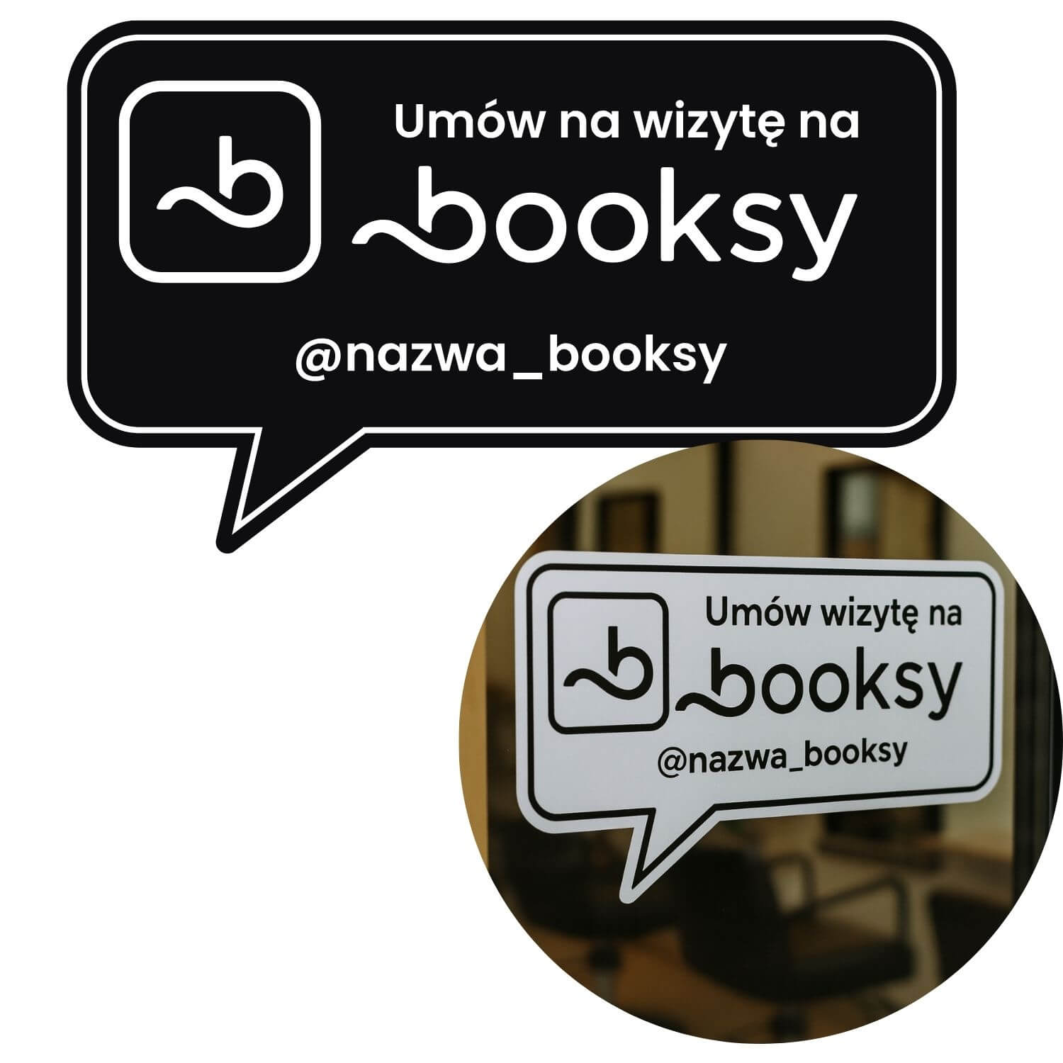 Naklejka Booksy Umów wizytę na witrynę