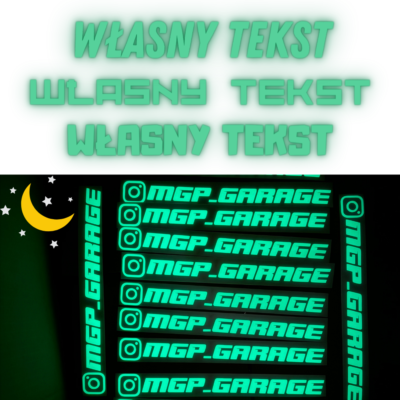 Naklejka z tekstem świecąca w ciemności Instagram, Facebook, TikTok Social Media