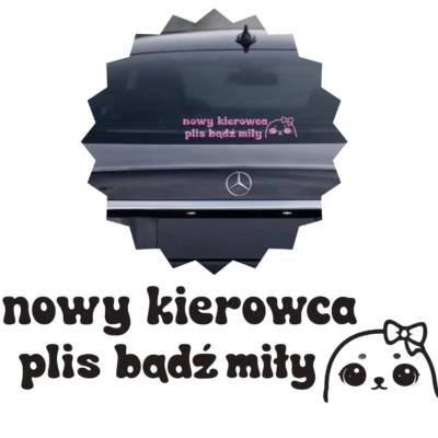 Naklejka nowy kierowca plis bądź miły chomik