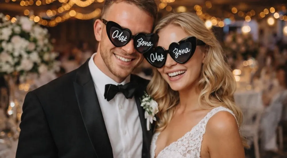Personalizowane okulary w kształcie serca na wesele urodziny - obrazek 4