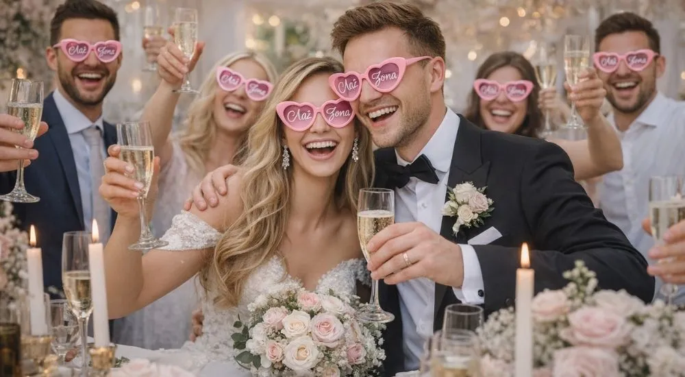 Personalizowane okulary w kształcie serca na wesele urodziny - obrazek 7