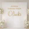 naklejka napis Pierwsza Komunia Święta personalizowana 60 cm folia złota