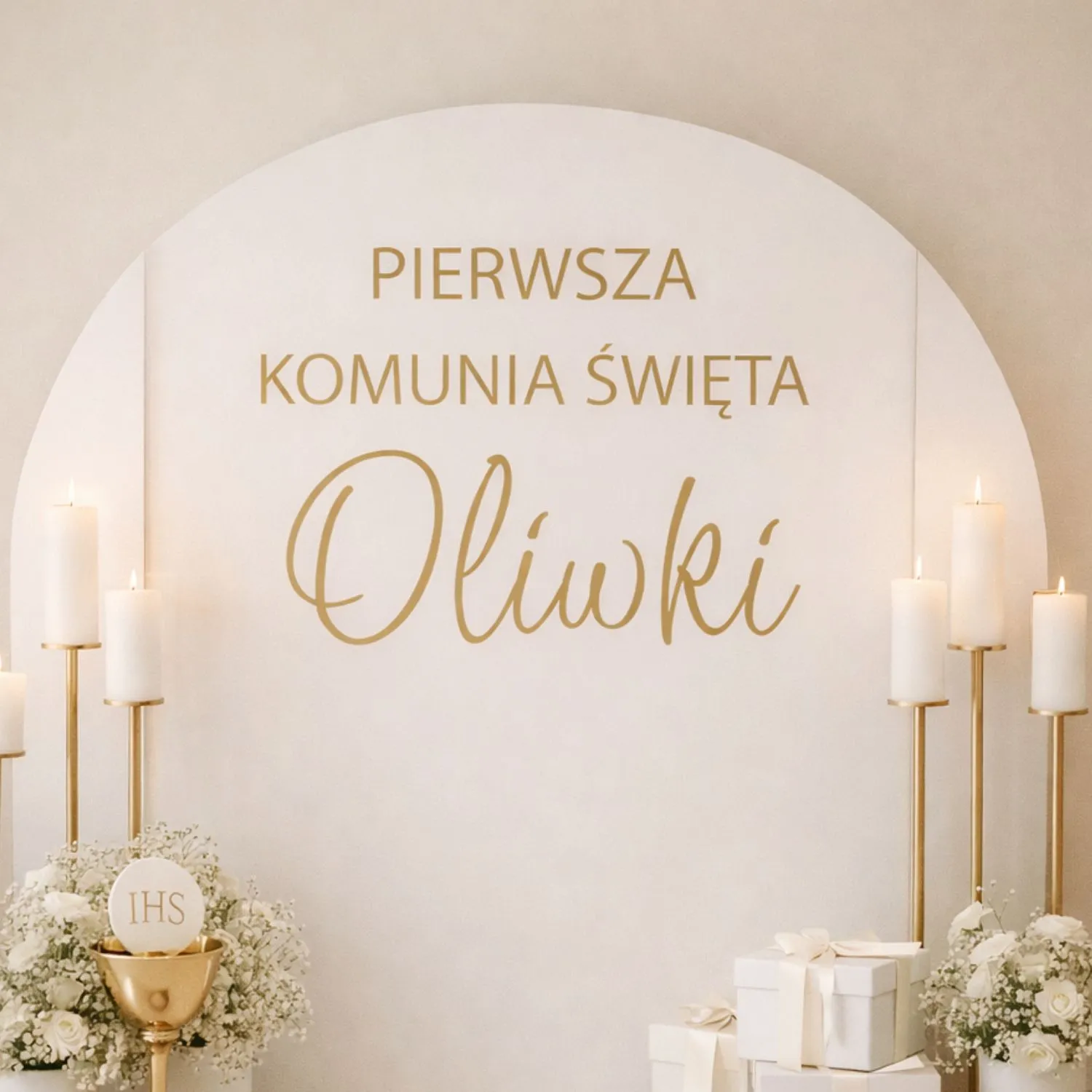 naklejka napis na Pierwszą Komunię Świętą personalizowana 60 cm