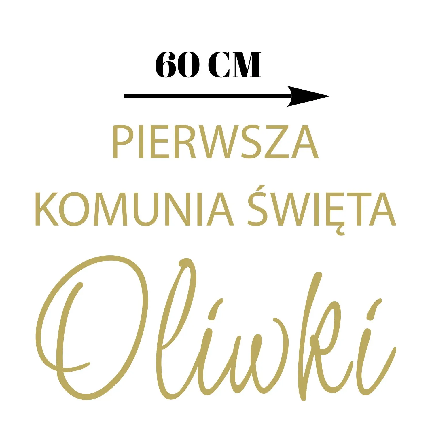 naklejka napis Pierwsza Komunia Święta personalizowana 60 cm