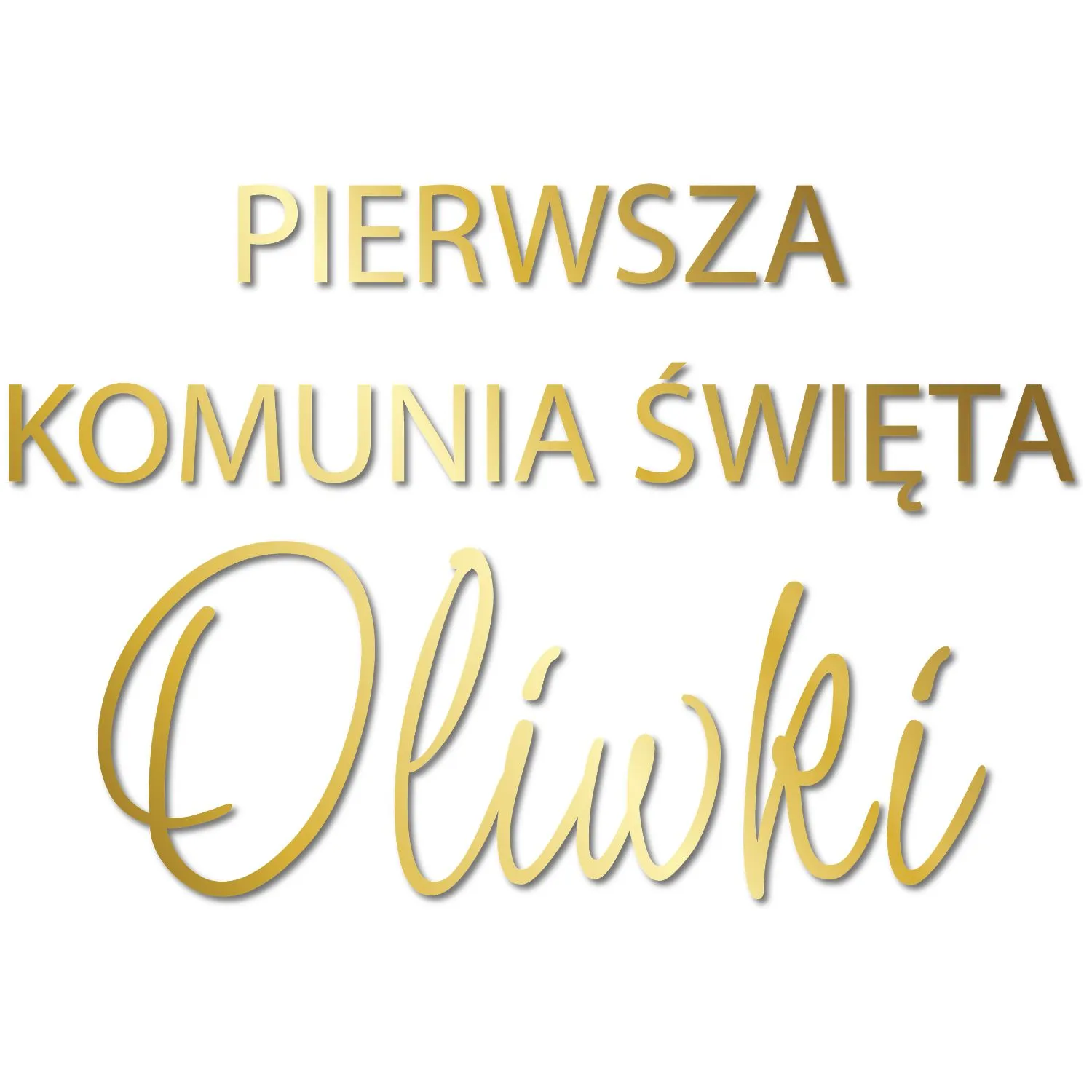 naklejka napis Pierwsza Komunia Święta personalizowana 60 cm złoty