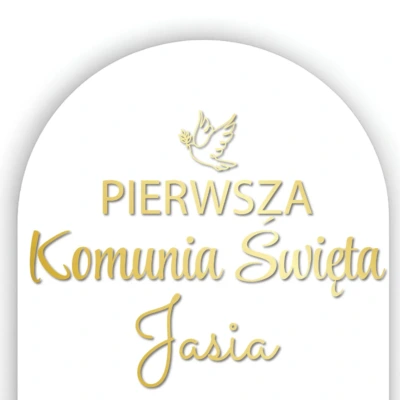 Naklejka na Pierwszą Komunię Świętą z imieniem – personalizowana dekoracja na ściankę